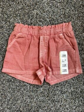 12M Coral Pink Elastic-Waist Baby Shorts Cat & Jack NWT
